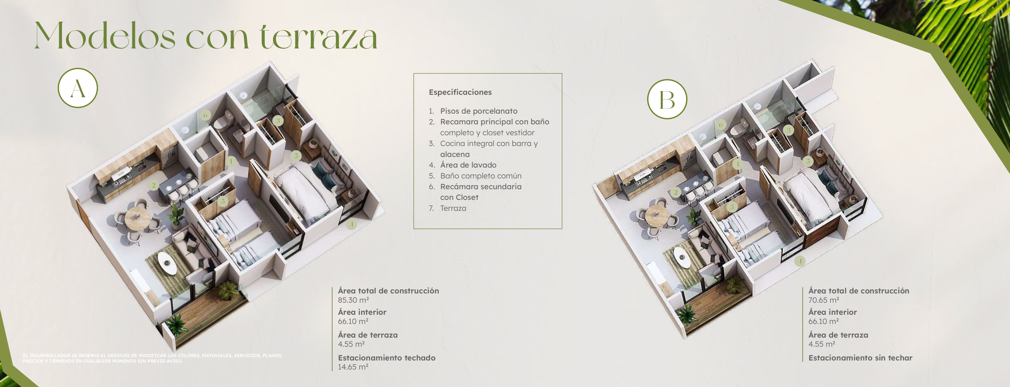 Distribución departamento con terraza