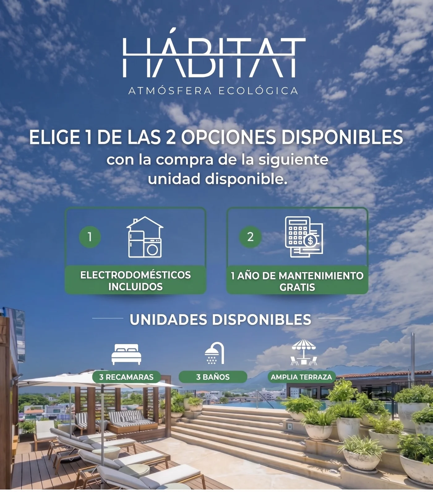 Promoción Hábitat: elige electrodomésticos incluidos o un año de mantenimiento gratis con la compra de la siguiente unidad disponible