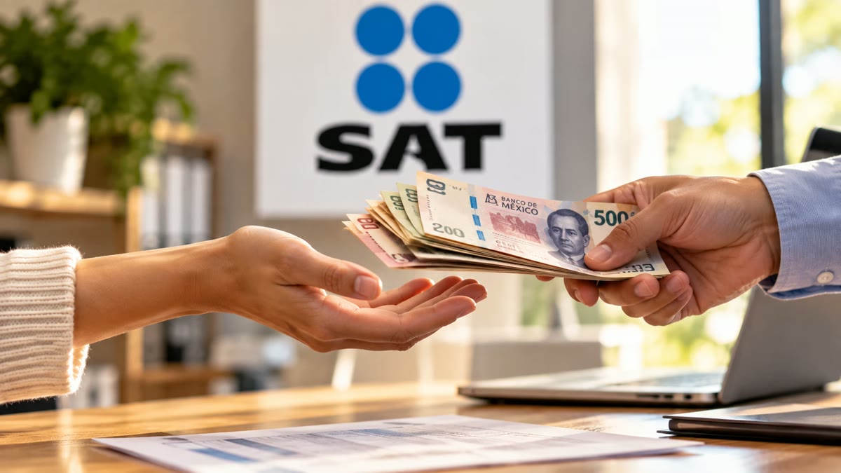 Persona recibiendo su devolución de impuestos del SAT por las aportaciones a su Plan Personal de Retiro